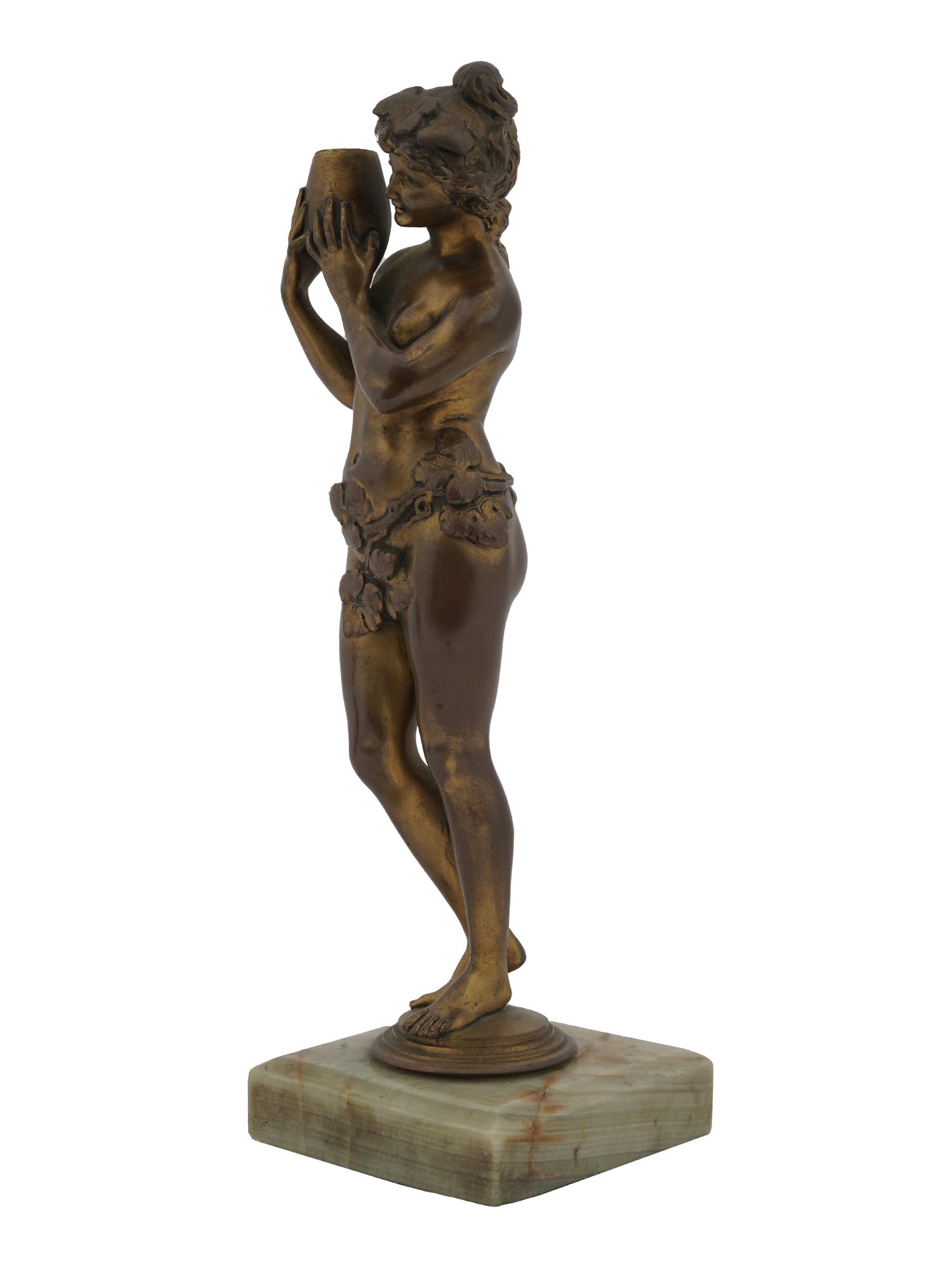 MID CENTURY BRONZE NAKED WATER NYMPH SCULPTURE PIC-2